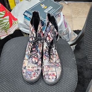 FASHION PRINT ZIP-UP 'LACE-UP' BOOTS